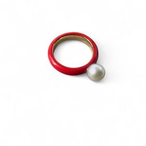Mejuri Gumball Red and Pearl Ring